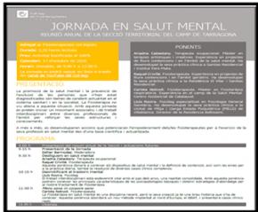 Jornada en Salut Mental. Reunió anual de fisioteràpia de la secció territorial del Camp de Tarragona